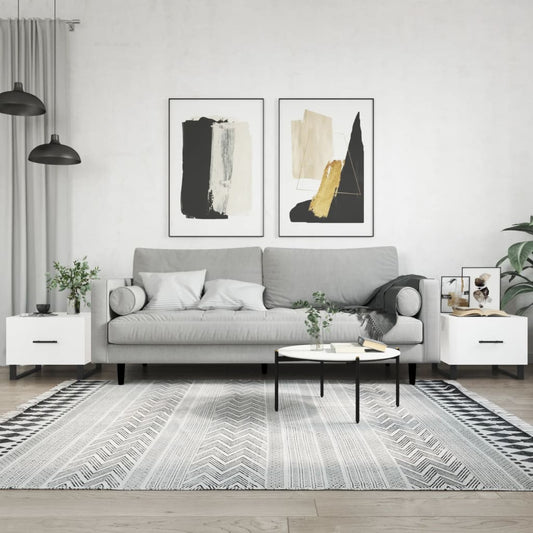 Coffee table, 2 pcs., glossy white, 50x50x40 cm