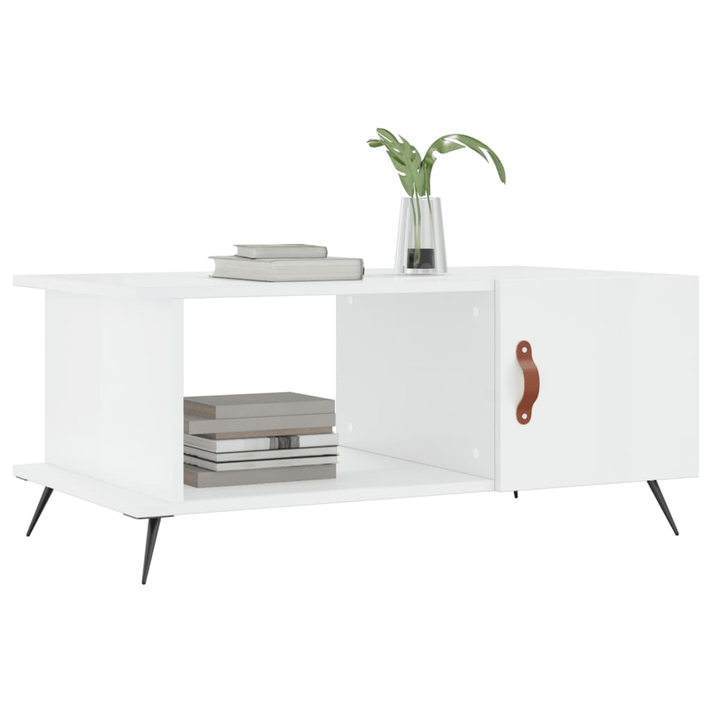 Coffee table, glossy white, 90x50x40 cm, composite wood