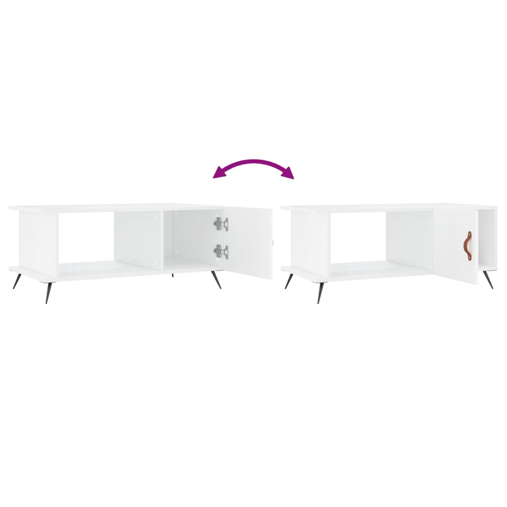 Coffee table, glossy white, 90x50x40 cm, composite wood