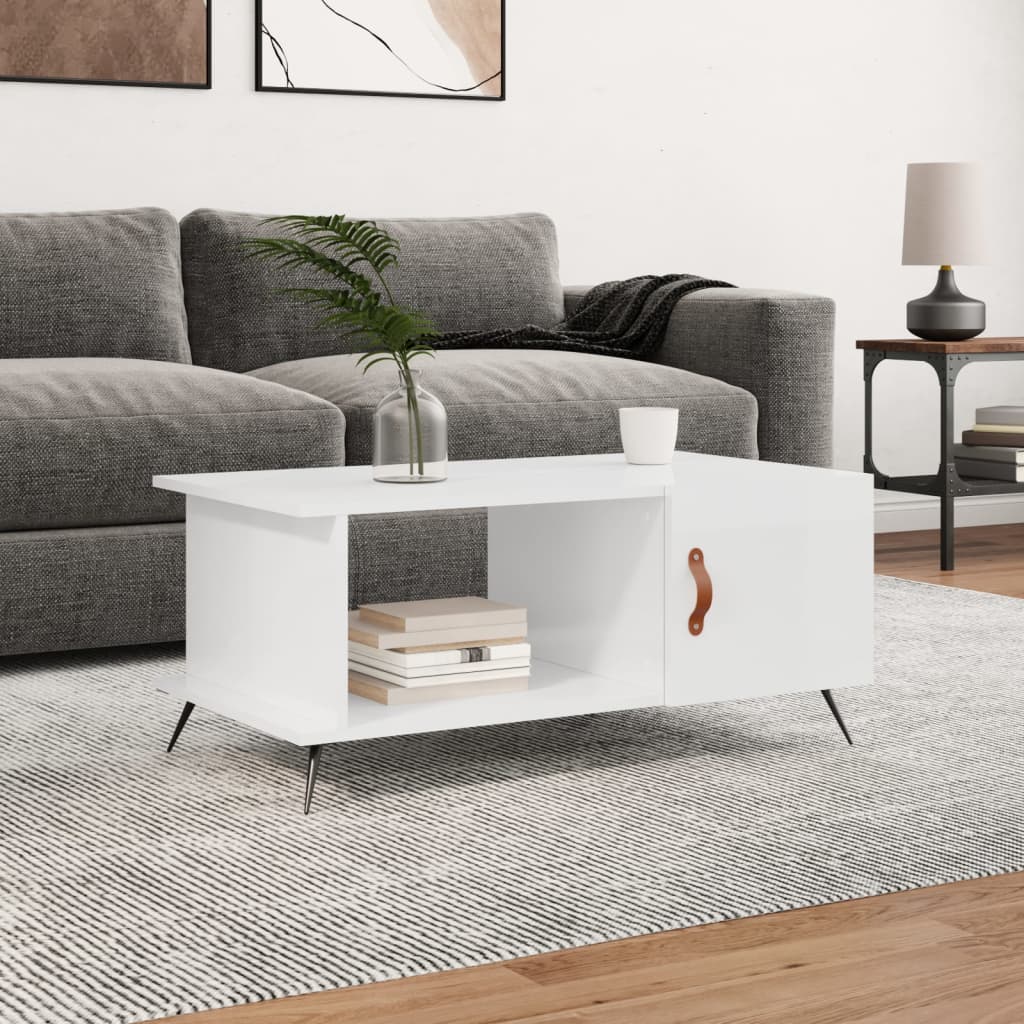 Coffee table, glossy white, 90x50x40 cm, composite wood