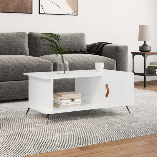 Coffee table, glossy white, 90x50x40 cm, composite wood