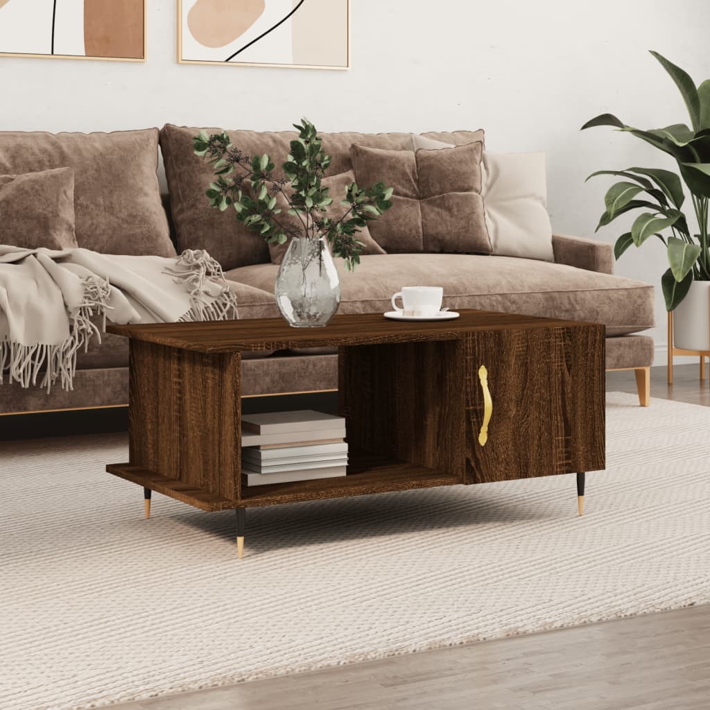 Coffee table, brown oak, 90x50x40 cm, processed wood