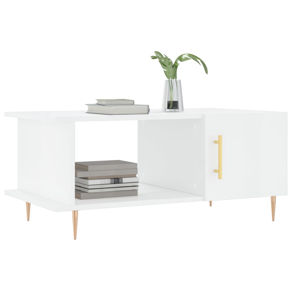 Coffee table, glossy white, 90x50x40 cm, composite wood