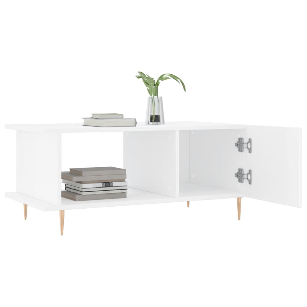 Coffee table, glossy white, 90x50x40 cm, composite wood