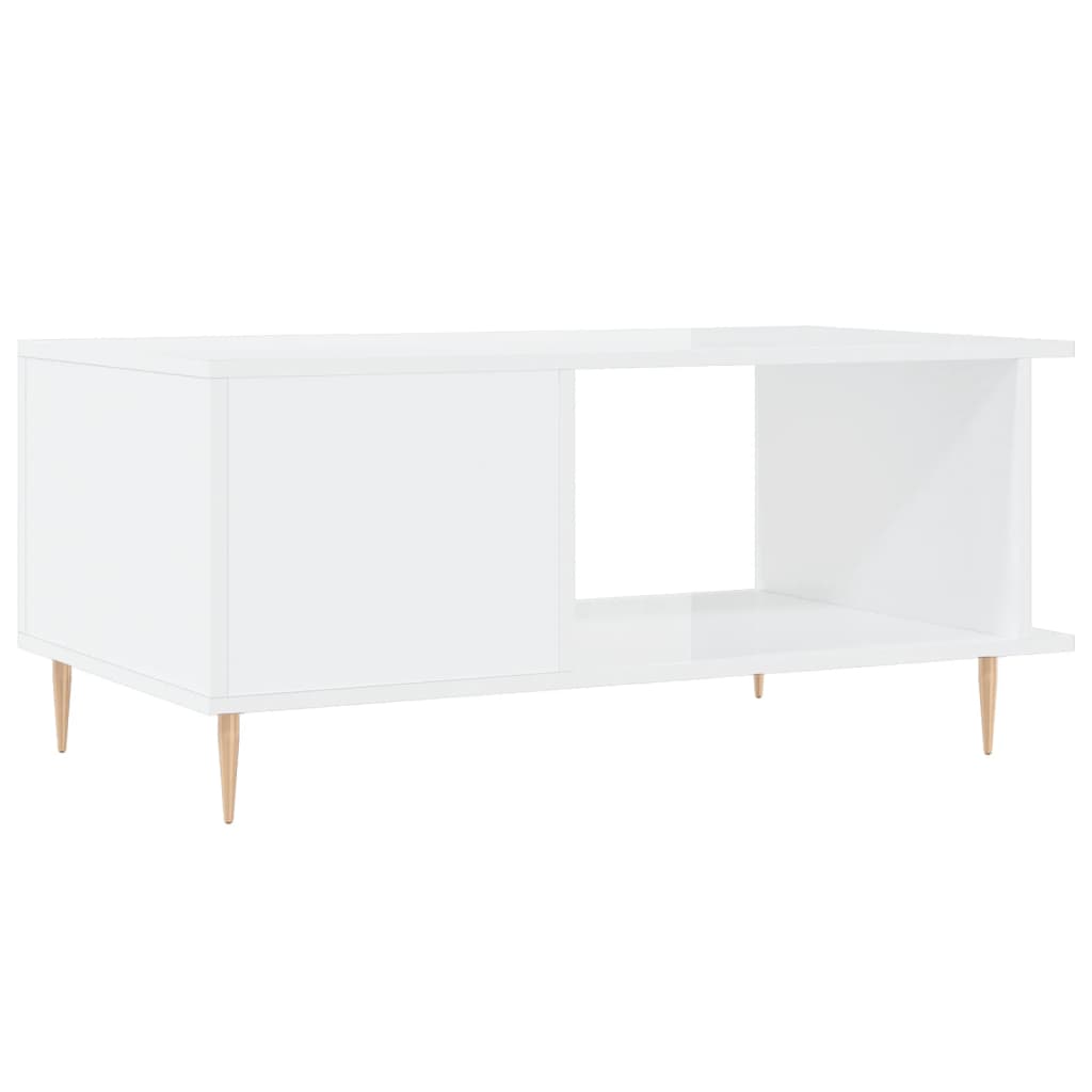 Coffee table, glossy white, 90x50x40 cm, composite wood