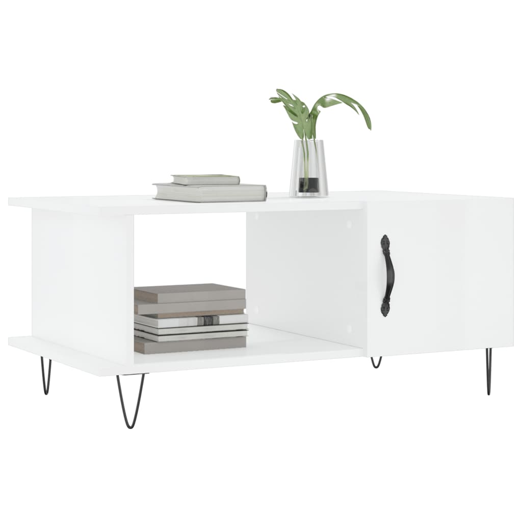 Coffee table, glossy white, 90x50x40 cm, composite wood