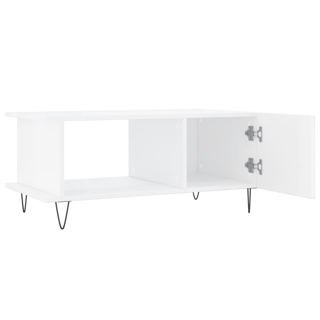 Coffee table, glossy white, 90x50x40 cm, composite wood