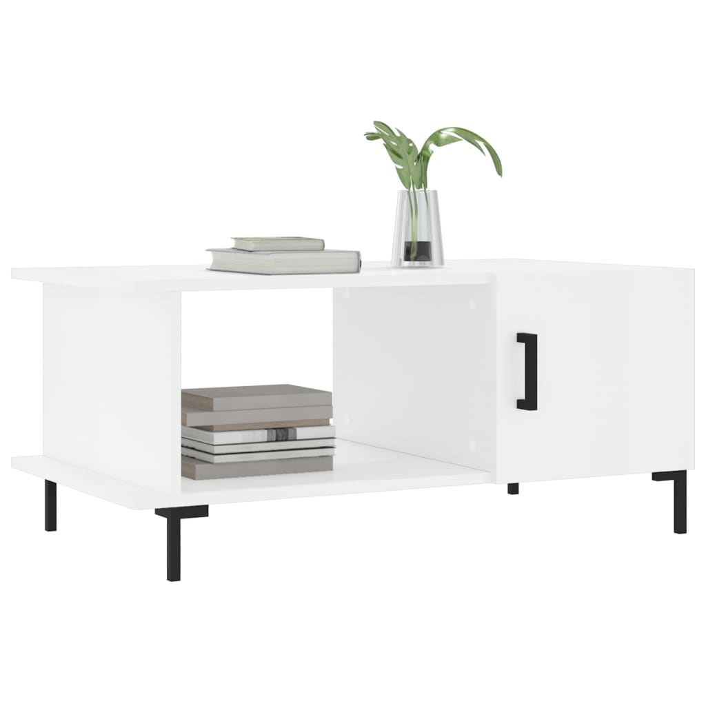 Coffee table, glossy white, 90x50x40 cm, composite wood