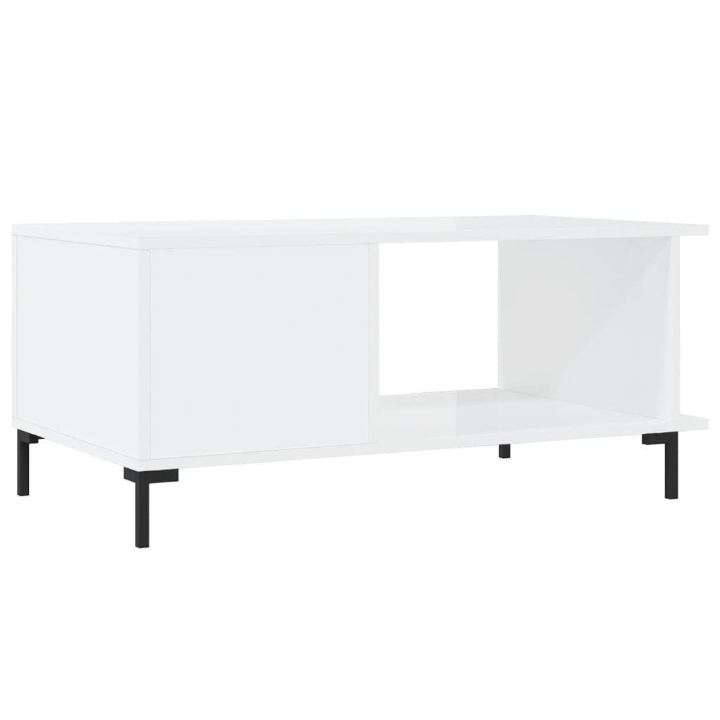 Coffee table, glossy white, 90x50x40 cm, composite wood