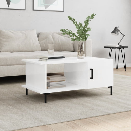 Coffee table, glossy white, 90x50x40 cm, composite wood