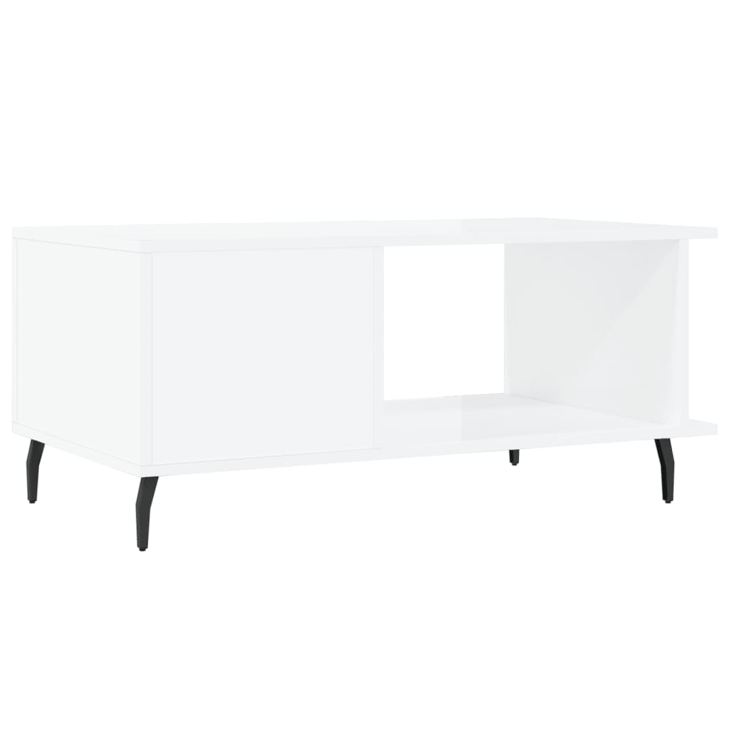 Coffee table, glossy white, 90x50x40 cm, composite wood