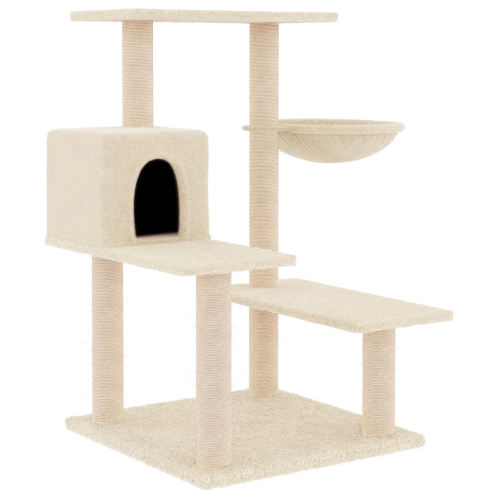 Ansamblu de pisici cu stâlpi din funie de sisal, crem, 82,5 cm