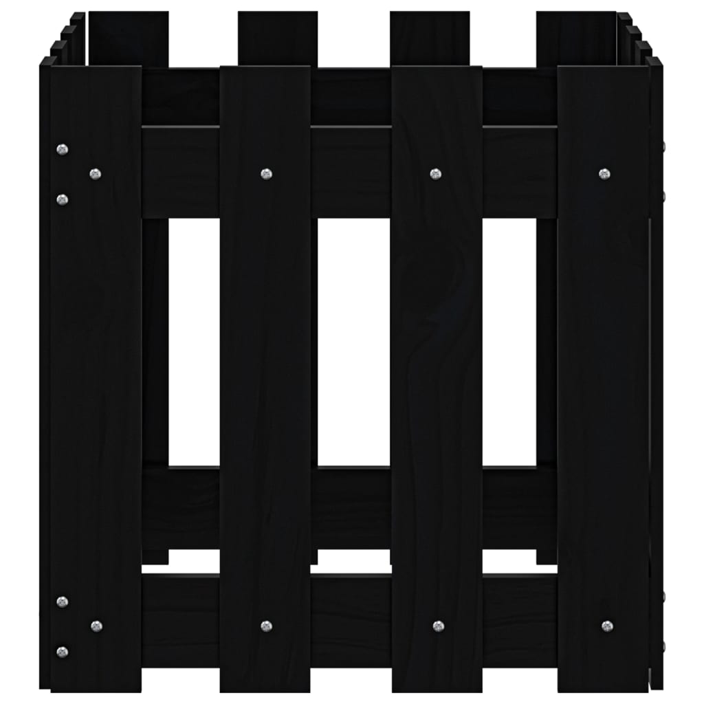 Jardinieră grădină design gard negru 40x40x40 cm lemn masiv pin