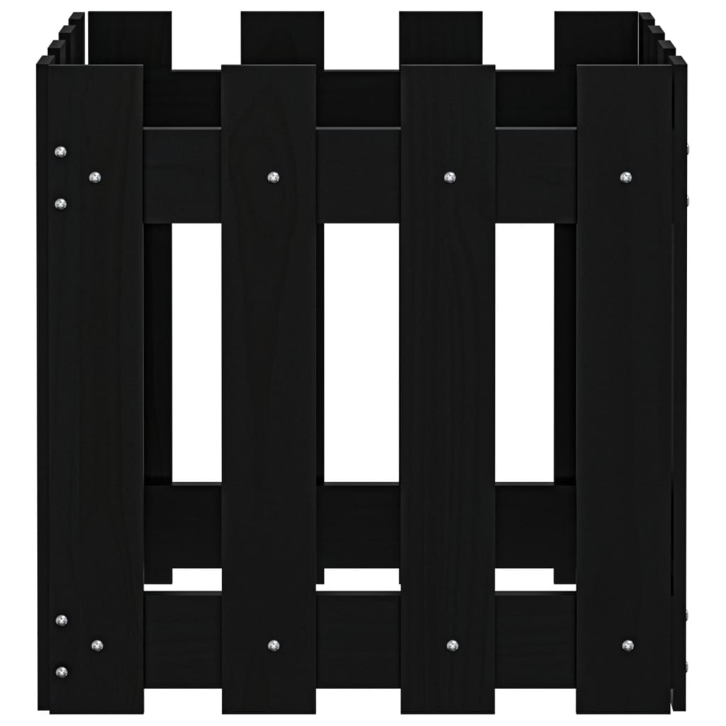 Jardinieră grădină design gard negru 40x40x40 cm lemn masiv pin