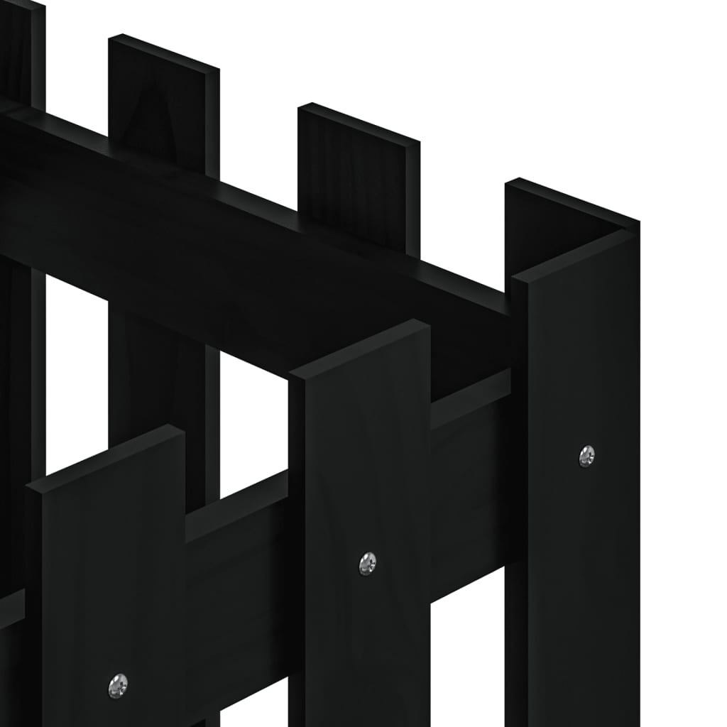 Jardinieră grădină design gard negru 40x40x40 cm lemn masiv pin