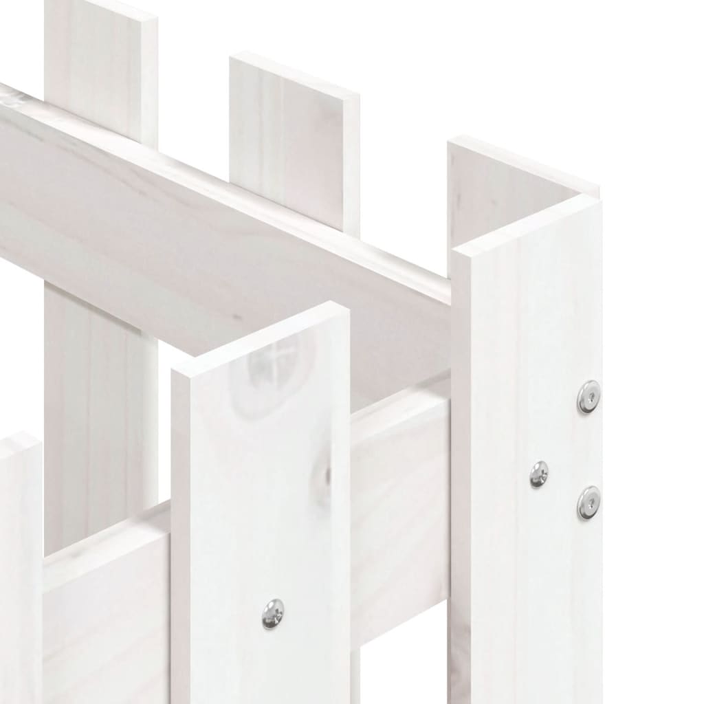 Jardinieră grădină design gard, alb, 50x50x50 cm lemn masiv pin