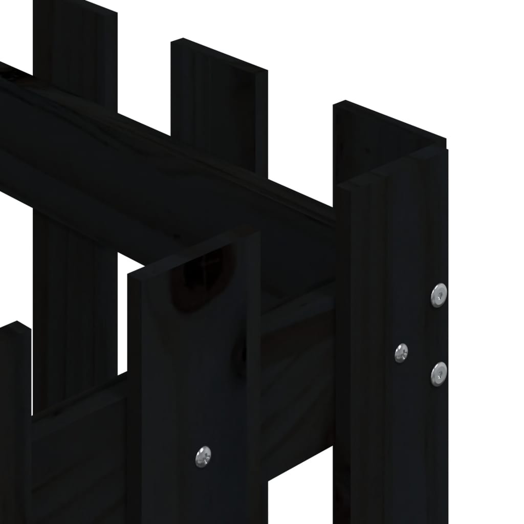 Jardinieră grădină design gard negru 60x60x60 cm lemn masiv pin