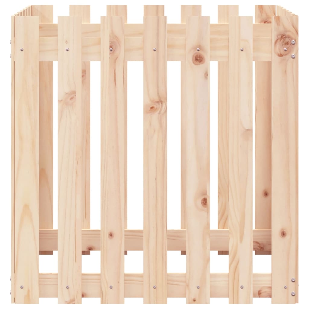 Jardinieră grădină cu design gard, 70x70x70 cm, lemn masiv pin