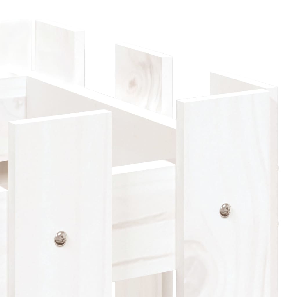 Jardinieră grădină design gard, alb, 60x30x30 cm lemn masiv pin