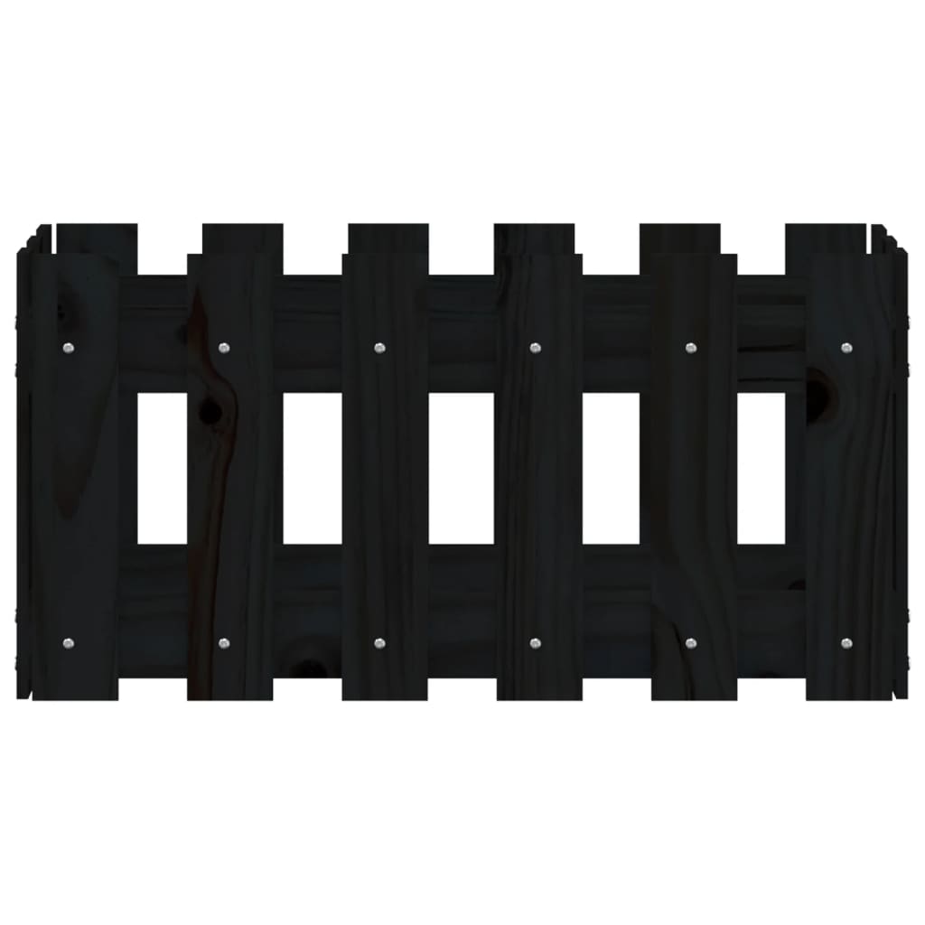 Jardinieră grădină design gard negru 60x30x30 cm lemn masiv pin