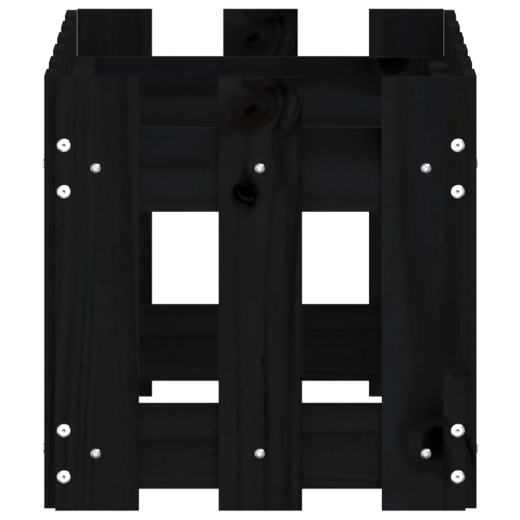 Jardinieră grădină design gard negru 60x30x30 cm lemn masiv pin