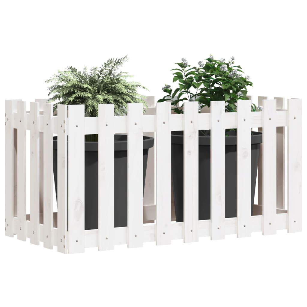 Pat înălțat grădină design gard alb 100x50x50cm lemn pin tratat