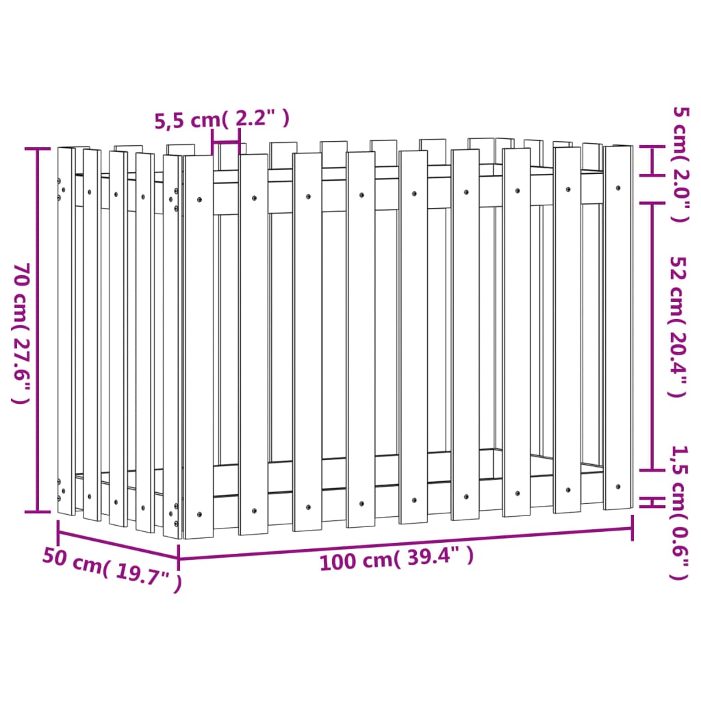 Pat înălțat grădină design gard 100x50x70 cm lemn impregnat pin