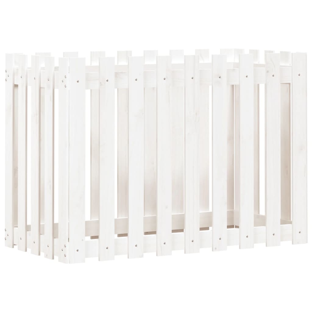 Pat înălțat grădină design gard alb 100x50x70cm lemn pin tratat