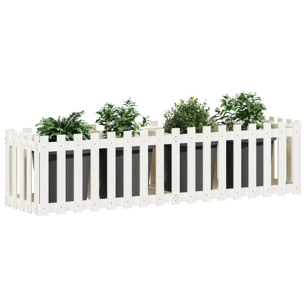 Pat înălțat grădină design gard alb 200x50x50cm lemn pin tratat