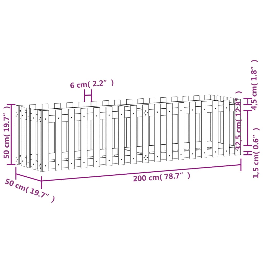 Pat înălțat grădină design gard 200x50x50 cm lemn impregnat pin