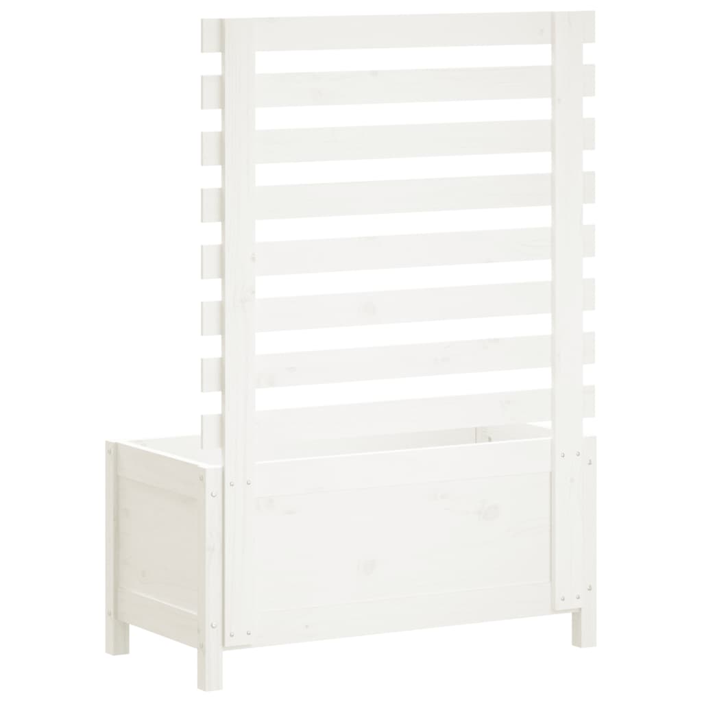 Jardinieră de grădină cu raft alb 79x39,5x114 cm lemn masiv pin