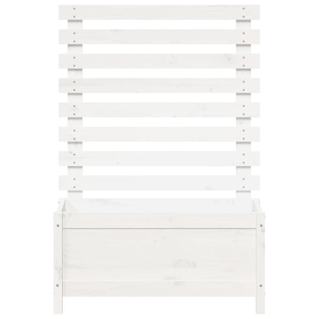 Jardinieră de grădină cu raft alb 79x39,5x114 cm lemn masiv pin