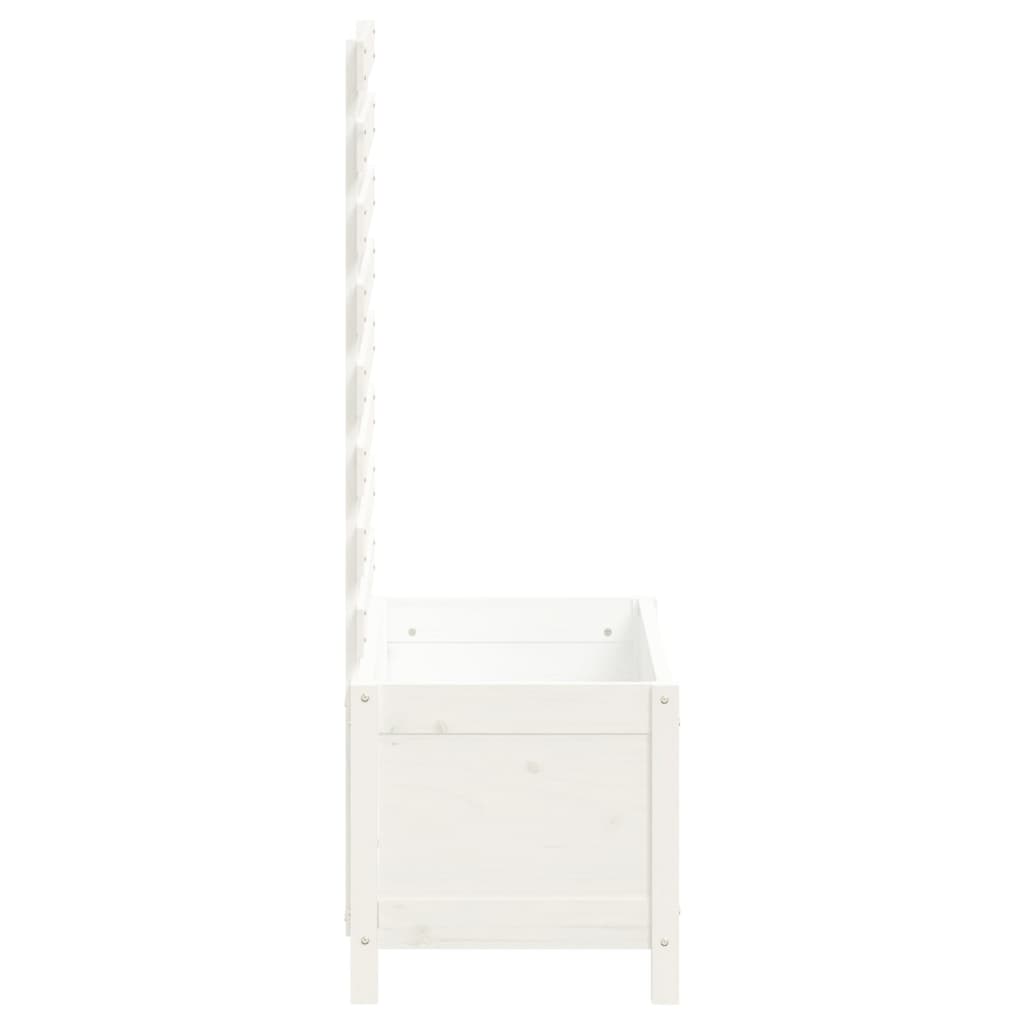Jardinieră de grădină cu raft alb 79x39,5x114 cm lemn masiv pin