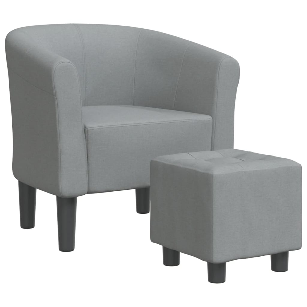 Fotoliu tip cuvă cu taburet, gri deschis, material textil