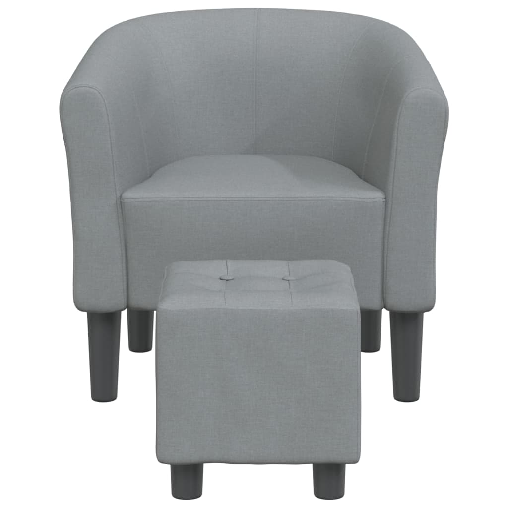 Fotoliu tip cuvă cu taburet, gri deschis, material textil