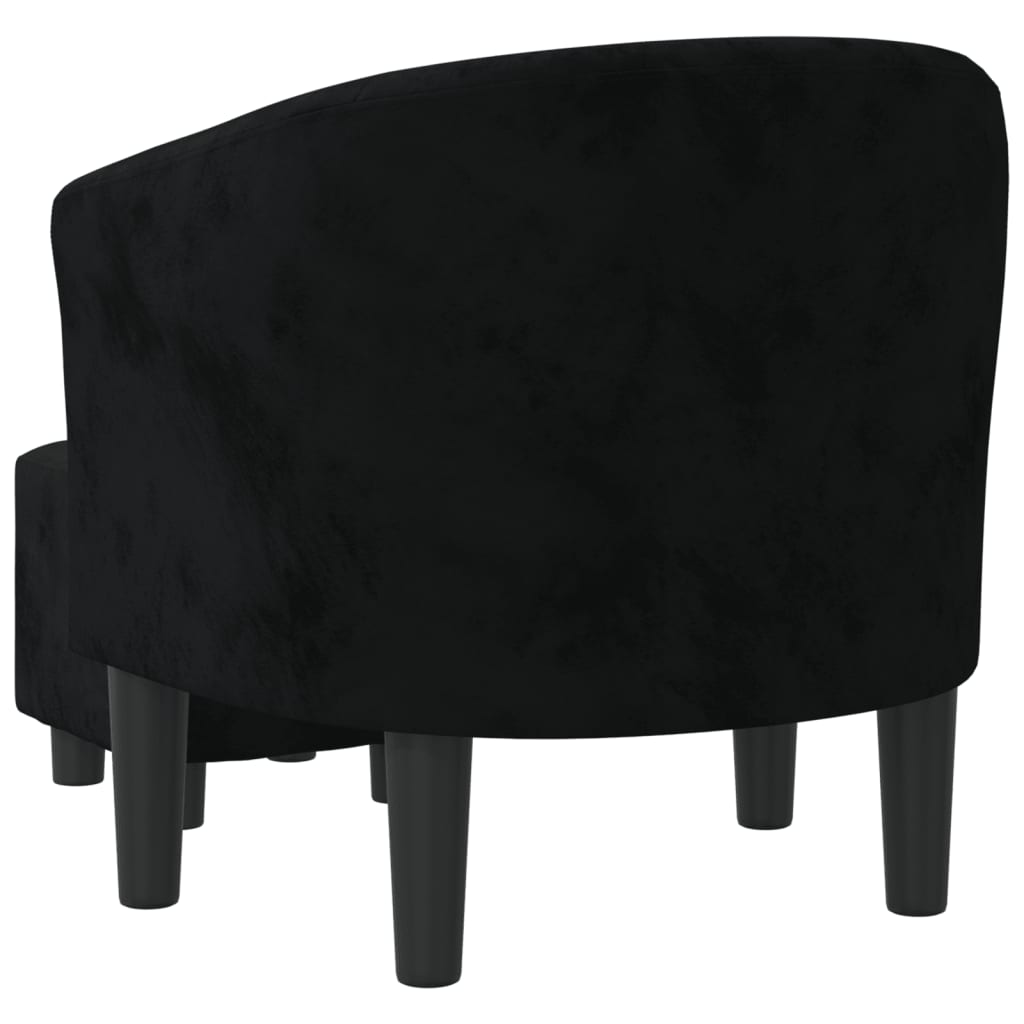 Fotoliu tip cuvă cu taburet, negru, catifea
