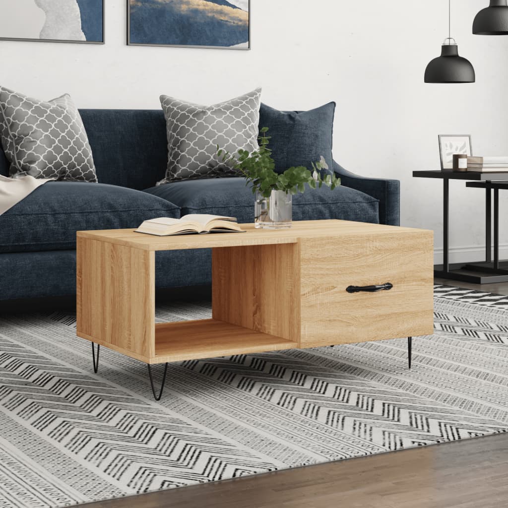 Coffee table, sonoma oak, 90x50x40 cm, processed wood