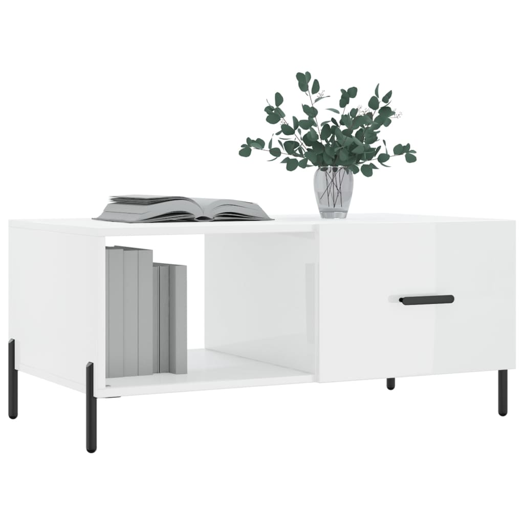 Coffee table, glossy white, 90x50x40 cm, composite wood