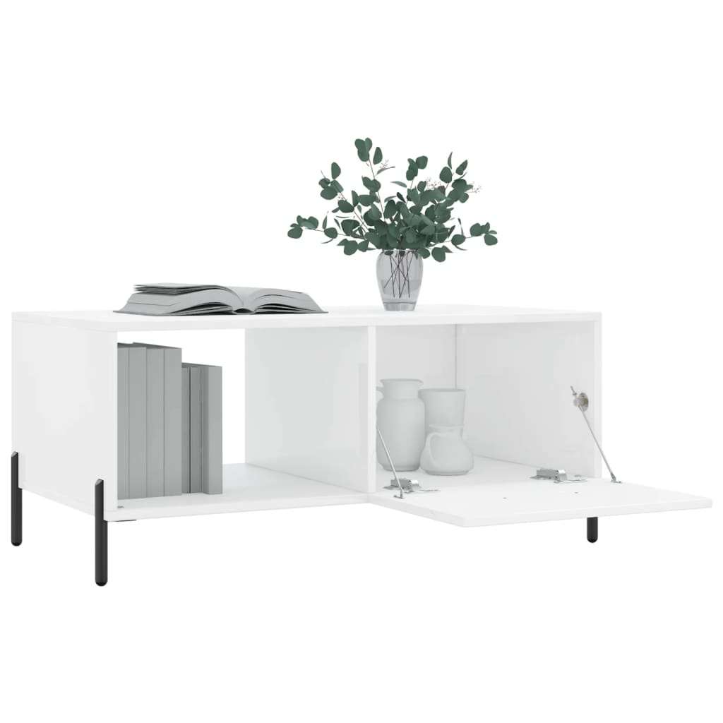 Coffee table, glossy white, 90x50x40 cm, composite wood