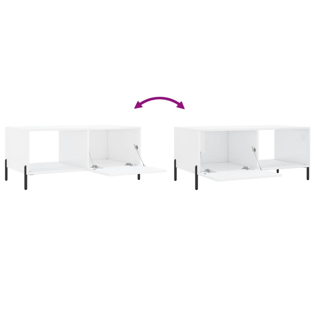 Coffee table, glossy white, 90x50x40 cm, composite wood