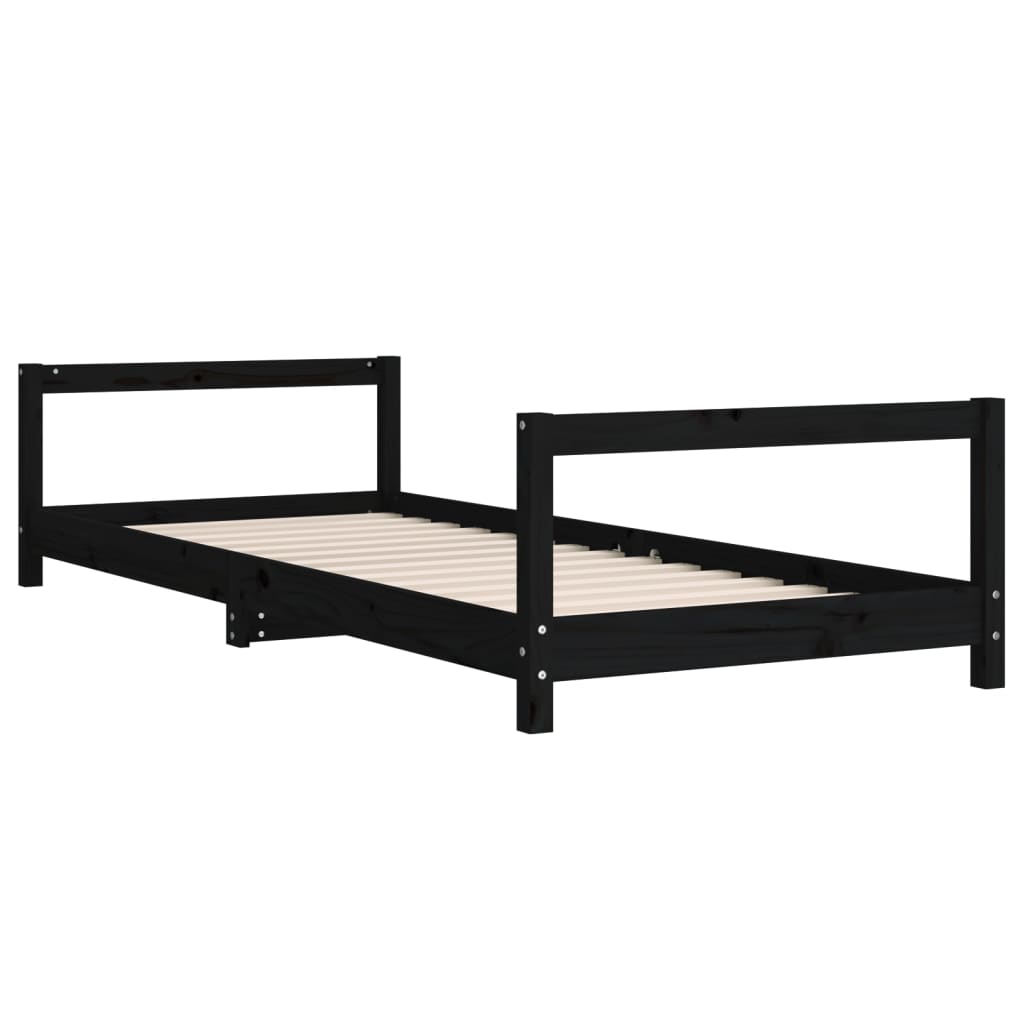 Bed frame for children, black, 90x200 cm, solid pine wood
