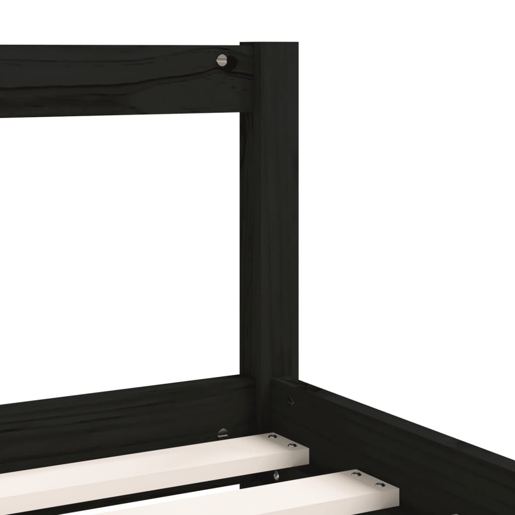 Bed frame for children, black, 90x200 cm, solid pine wood