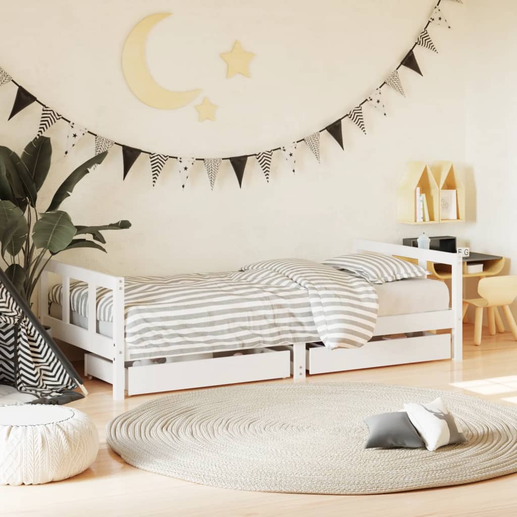 Bed frame for children, white, 90x190 cm, solid pine wood