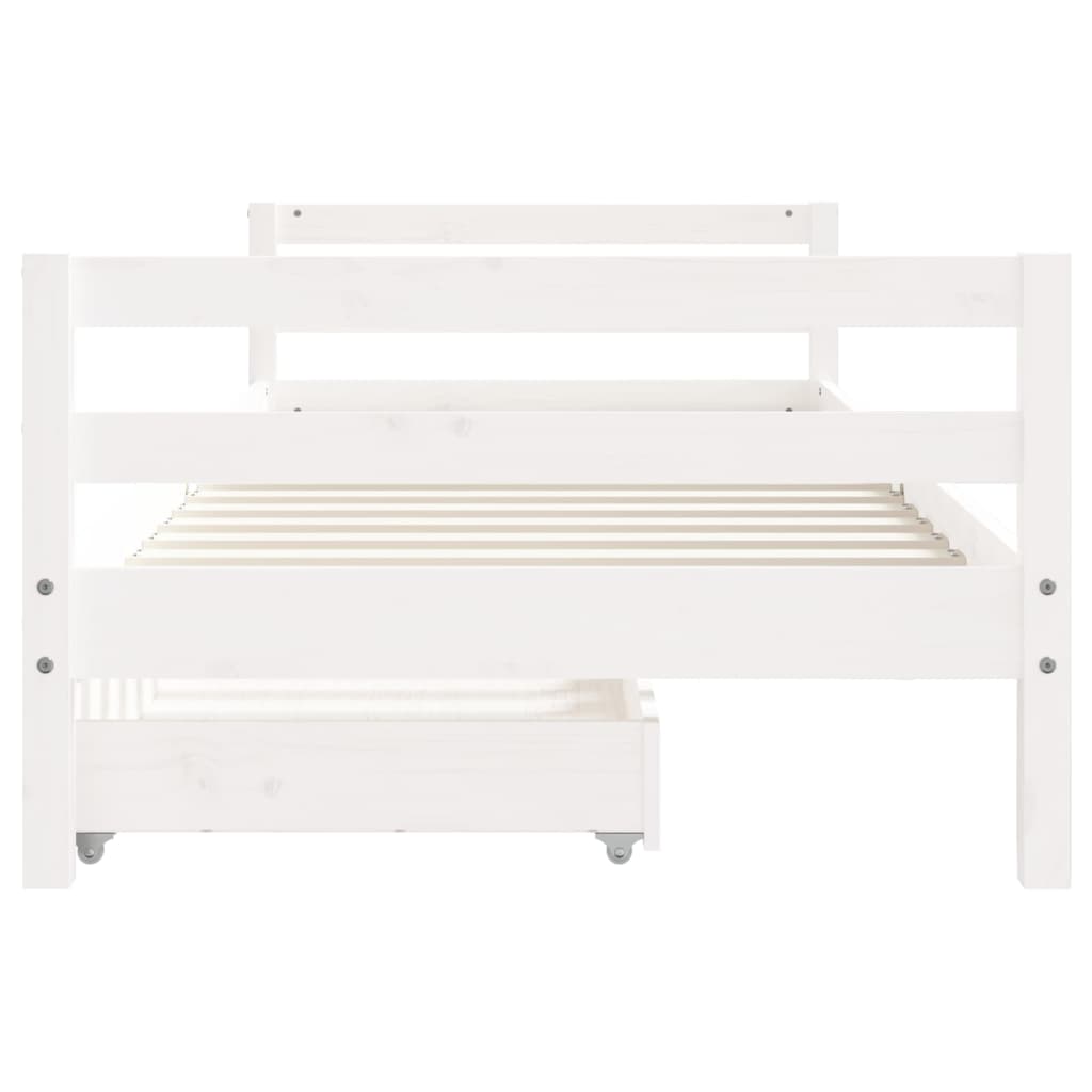 Children's bed frame with drawers, white, 80x200 cm, solid pine wood
