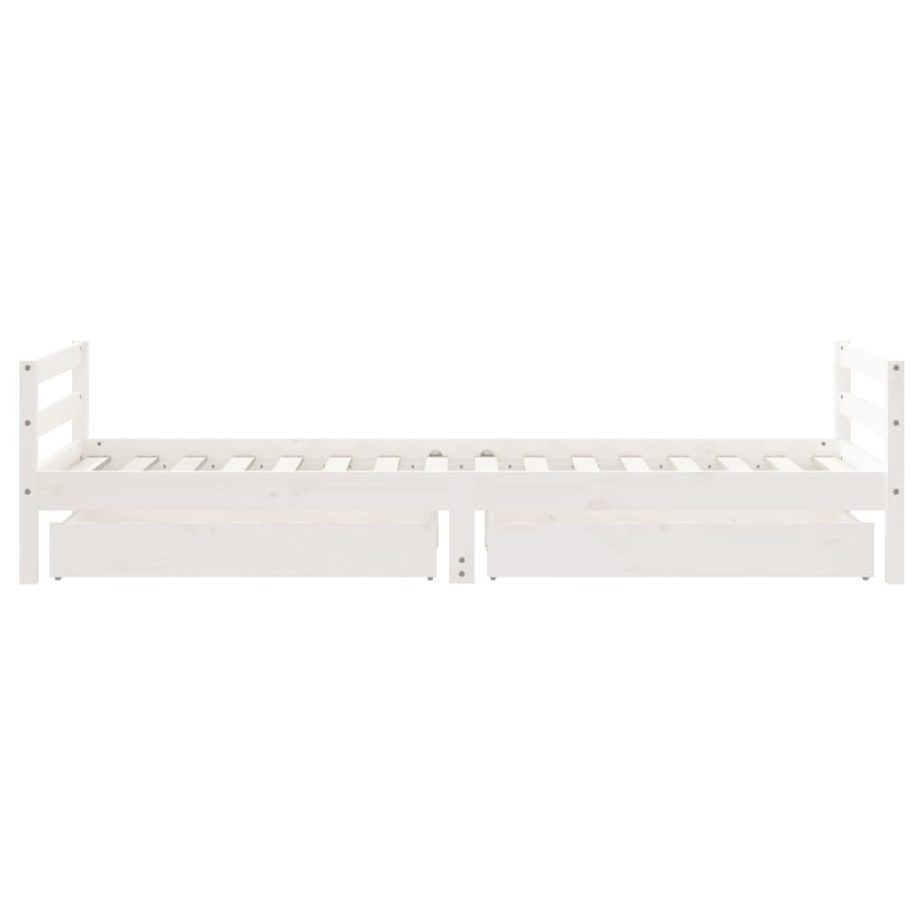 Children's bed frame with drawers, white, 80x200 cm, solid pine wood