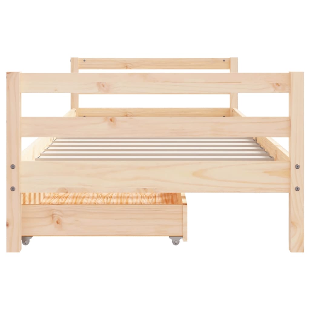 Children's bed frame with drawers, 90x190 cm, solid pine wood