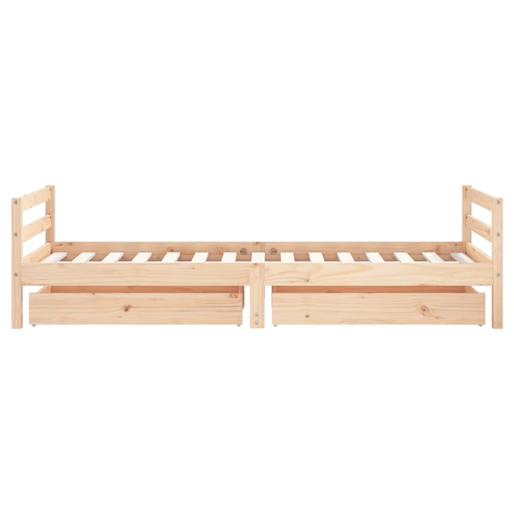 Children's bed frame with drawers, 90x190 cm, solid pine wood