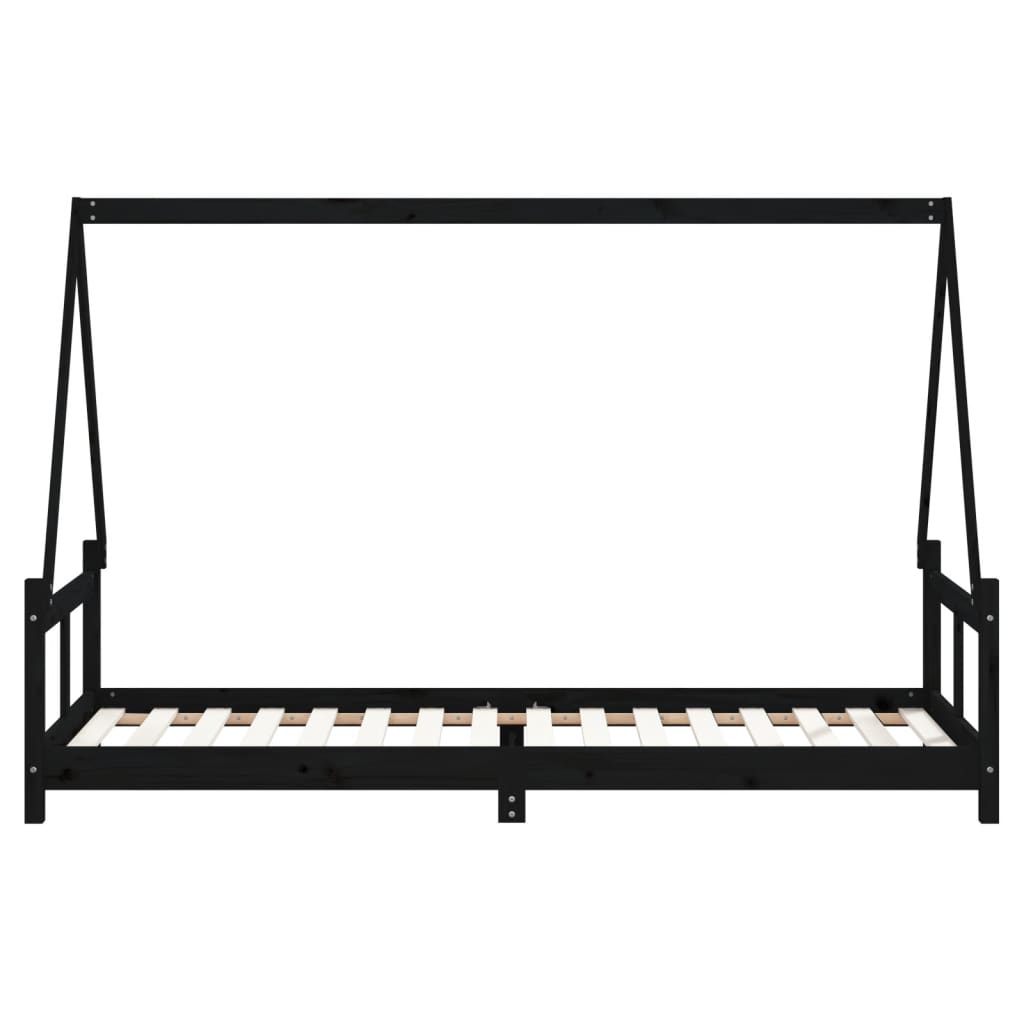 Bed frame for children, black, 80x200 cm, solid pine wood