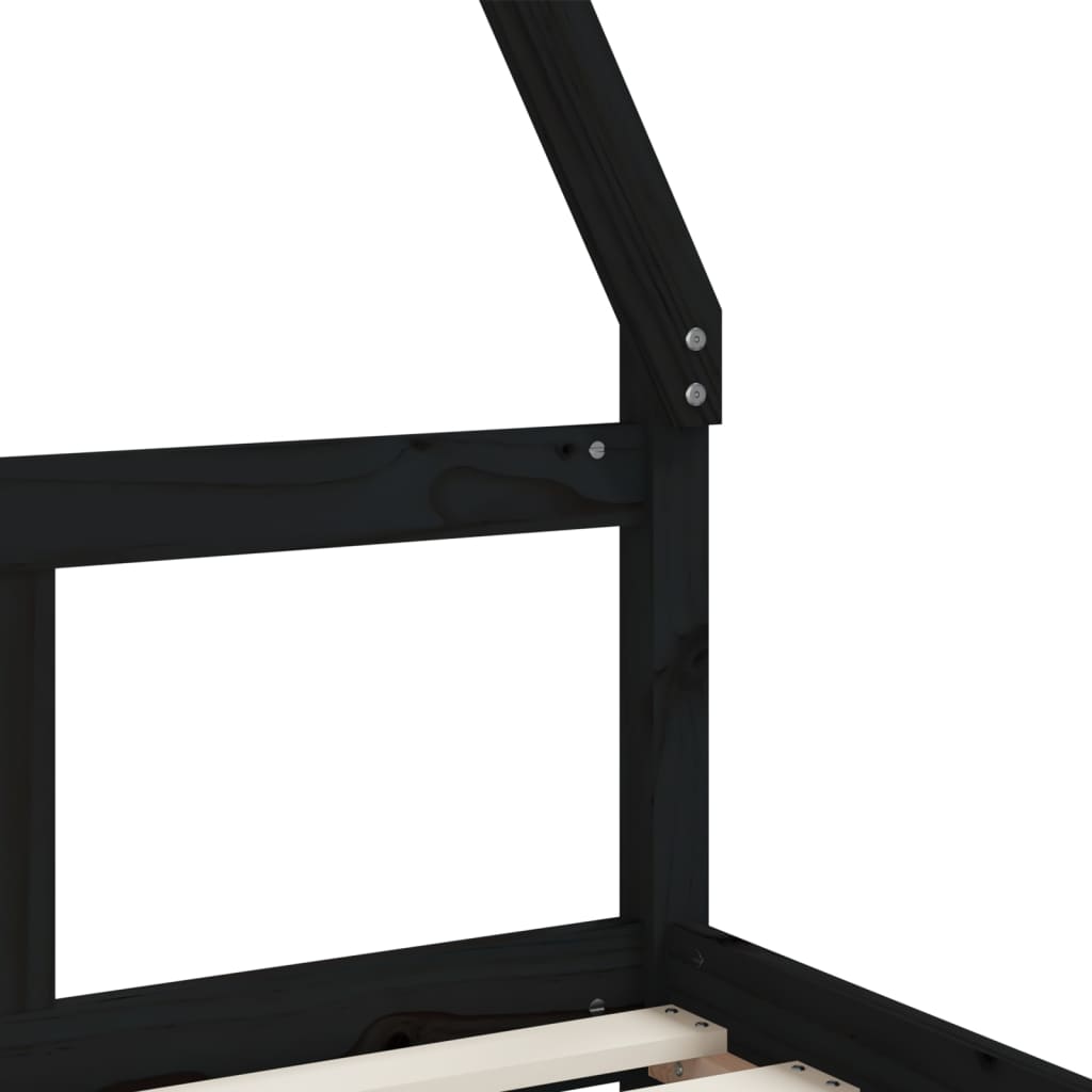 Bed frame for children, black, 80x200 cm, solid pine wood