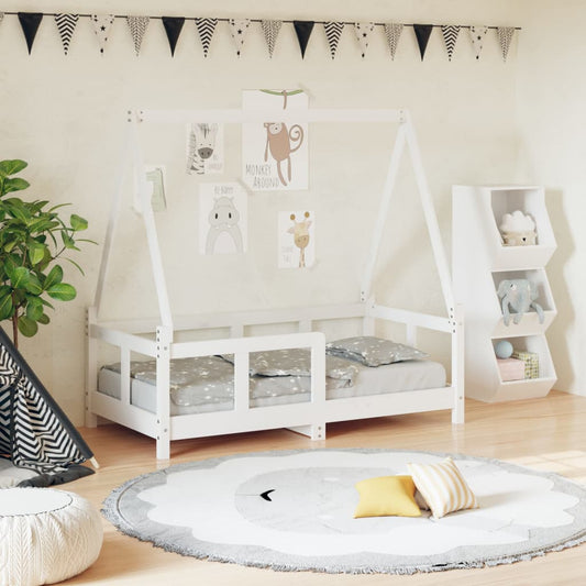 Bed frame for children, white, 70x140 cm, solid pine wood